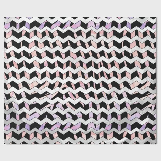 Papier Cadeau Chevron noir et rose Zebra (Plat)