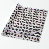 Papier Cadeau Chevron noir et rose Zebra (Déroulé)