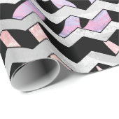 Papier Cadeau Chevron noir et rose Zebra (Coin rond)