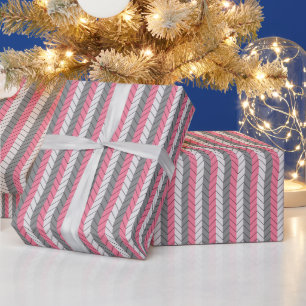 Papier Cadeau Chevron noir gris rose Chevron rayures