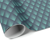 Papier Cadeau Chevron Op-Art bleu néon. (Coin rond)