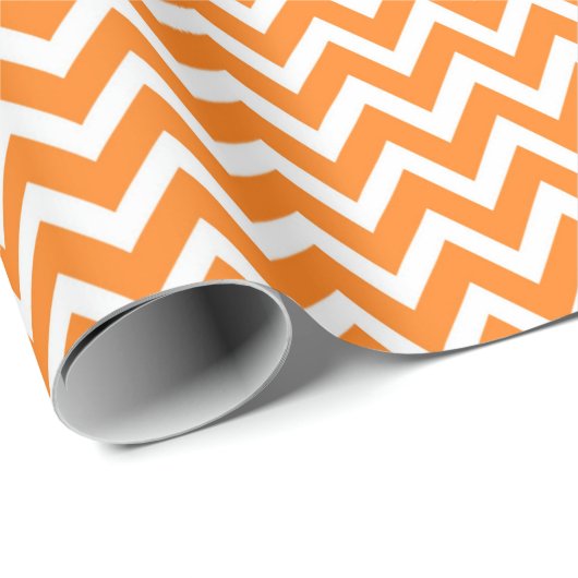 Papier Cadeau Chevron Orange (Coin rond)