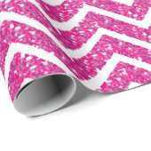 Papier Cadeau Chevron Pailleté Rose (Coin rond)