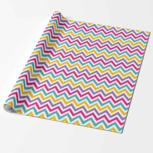 Papier Cadeau  Chevron Pattern with Teal and Purple Stripe (Déroulé)