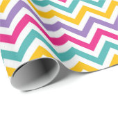 Papier Cadeau  Chevron Pattern with Teal and Purple Stripe (Coin rond)