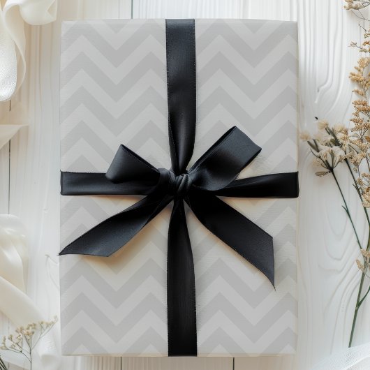 Papier Cadeau Chevron rayé gris zigzag