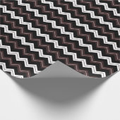 Papier Cadeau Chevron rayé noir blanc marron (Coin)