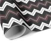 Papier Cadeau Chevron rayé noir blanc marron (Coin rond)
