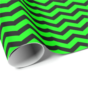 Papier Cadeau Chevron rayé vert citron et noir