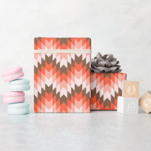 Papier Cadeau Chevron Rétro, Motif Géométrique Orange Moderne