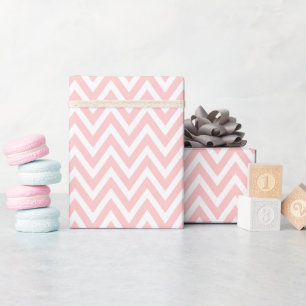 Papier Cadeau Chevron rose clair et blanc