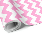 Papier Cadeau Chevron rose et blanc (Coin rond)