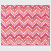 Papier Cadeau Chevron Rose Et Orange Moderne Et Vif (Plat)