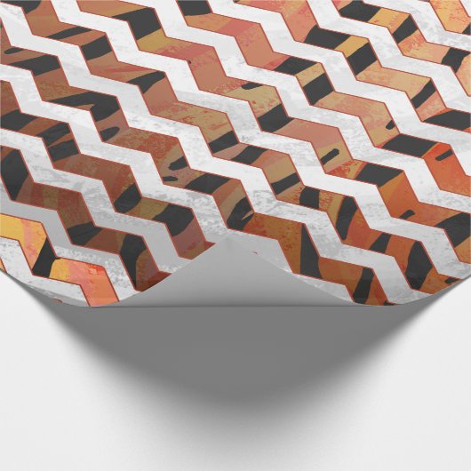Papier Cadeau Chevron Tiger chaud orange et noir (Coin)