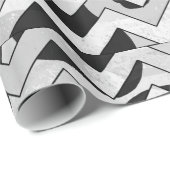 Papier Cadeau Chevron Vache noir et blanc (Coin rond)