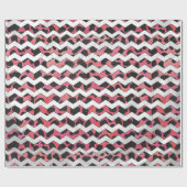 Papier Cadeau Chevron Vache rose et noir (Plat)
