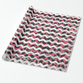 Papier Cadeau Chevron Vache rose et noir (Déroulé)