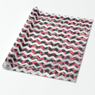Papier Cadeau Chevron Vache rose et noir