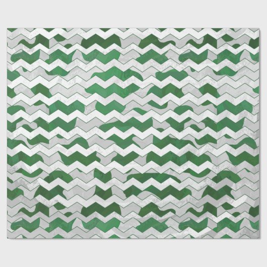 Papier Cadeau Chevron Vache vert et blanc Impression (Plat)