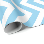 Papier Cadeau Chevron vertical bleu et blanc moyen bébé (Coin rond)