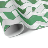 Papier Cadeau Chevron Zebra Green et White Print (Coin rond)