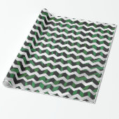 Papier Cadeau Chevron Zebra noir et vert (Déroulé)