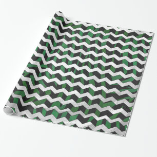 Papier Cadeau Chevron Zebra noir et vert