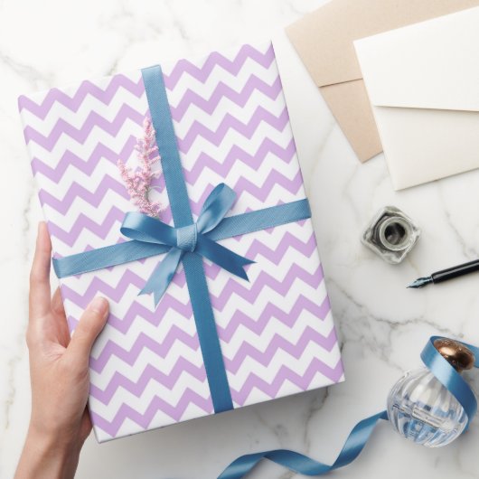 Papier Cadeau Chevron Zig Zag Motif Pastel Lilac White Scandi (Cadeaux)
