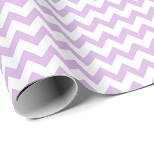 Papier Cadeau Chevron Zig Zag Motif Pastel Lilac White Scandi (Coin rond)
