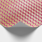 Papier Cadeau Chevron Zig Zag Or métal brillant bonbon rose (Coin)