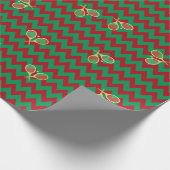 Papier Cadeau Chevron Zig Zag Ruby Red Green Tennis de Noël (Coin)