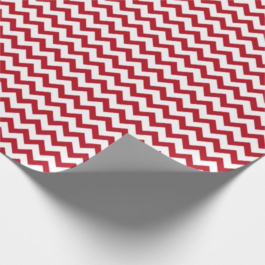Papier Cadeau Chevron Zig Zag Ruby Rouge Blanc Noël (Coin)