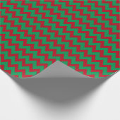 Papier Cadeau Chevron Zig Zag Ruby Rouge Vert Noël (Coin)
