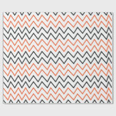 Papier Cadeau Chevron Zigzag Orange Noir (Plat)