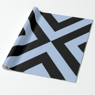 Papier Cadeau Chevrons bleu clair et noir