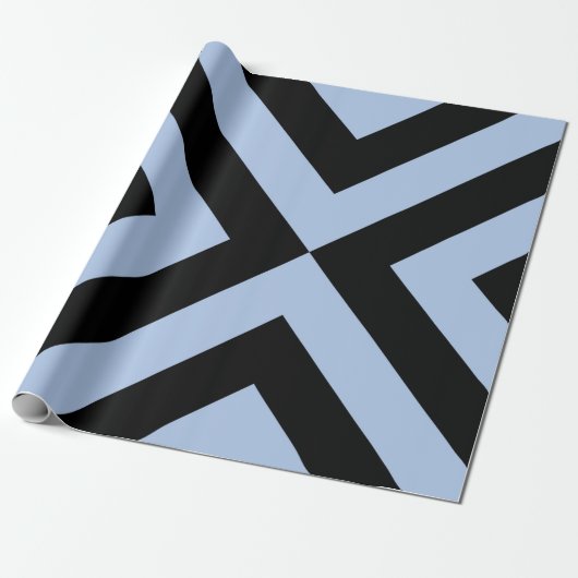 Papier Cadeau Chevrons bleu clair et noir (Déroulé)