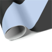 Papier Cadeau Chevrons bleu clair et noir (Coin rond)