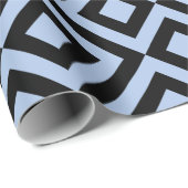 Papier Cadeau Chevrons bleu clair et noir (Coin rond)