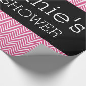 Papier Cadeau Chevrons de Fête des mariées rose et noire chaud (Coin)
