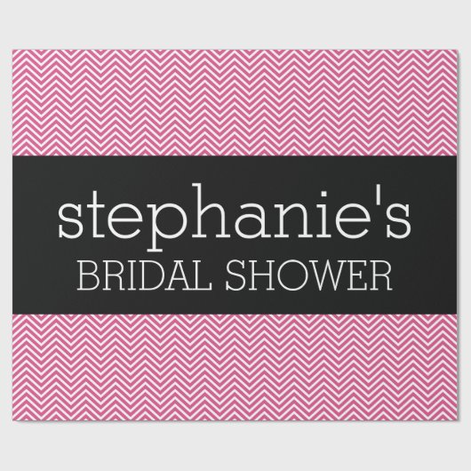 Papier Cadeau Chevrons de Fête des mariées rose et noire chaud (Plat)