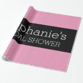 Papier Cadeau Chevrons de Fête des mariées rose et noire chaud (Déroulé)