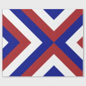 Papier Cadeau Chevrons gras rouge, blanc et bleu (Plat)