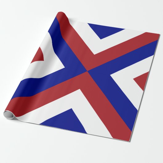 Papier Cadeau Chevrons gras rouge, blanc et bleu (Déroulé)