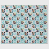 Papier Cadeau Chevrons gris et bleu Aqua - Photo et Monogramme (Plat)