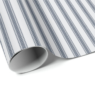Papier Cadeau Chevrons Navy Bandes à Tic Tac sur Gris Clair