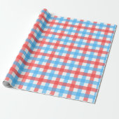 Papier Cadeau Chex rouge et bleu  (Déroulé)