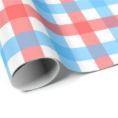 Papier Cadeau Chex rouge et bleu  (Coin rond)