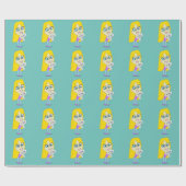 Papier Cadeau Chibi avec un chiot (Plat)