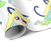 Papier Cadeau chibi catgirl (Coin rond)