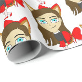 Papier Cadeau chibi catgirl (Coin rond)